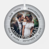 任意の文字2結婚写真10周年記念フェイク錫 メタルオーナメント (裏面)