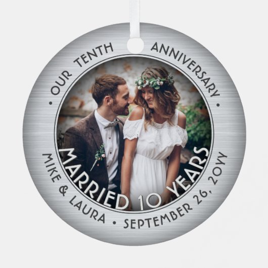 任意の文字2結婚写真10周年記念フェイク錫 メタルオーナメント (裏面)