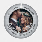 任意の文字2結婚写真10周年記念フェイク錫 メタルオーナメント (正面)