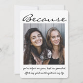 任意の文字2 Photo Bridesmaidメイド・オブ・オーナー（花嫁付き添い人）提案 招待状 (正面)