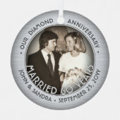 任意の文字2 Photo Diamond 60th 結婚anniversary メタルオーナメント (正面)