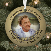 任意の文字2 Photo Memorialブラックと金ゴールドフォイルフェイク メタルオーナメント