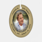 任意の文字2 Photo Memorialブラックと金ゴールドフォイルフェイク メタルオーナメント (正面左)