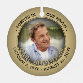 任意の文字2 Photo Memorialブラックと金ゴールドフォイルフェイク メタルオーナメント (裏面)