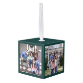 任意の文字3フォトシンプルーモダンミニマリストグリーン キューブオーナメント (裏面アングル)