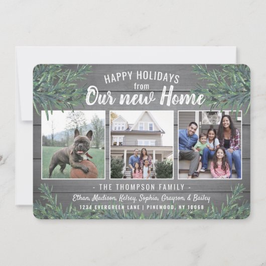 任意の文字3フォトニューホームファームハウスグリーンリーウッド シーズンカード (正面)