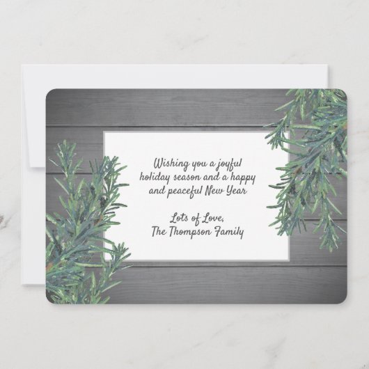 任意の文字3モダンフォトファームハウスウッド&グリーンリー シーズンカード (裏面)