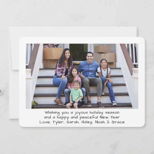 任意の文字4フォトシンプルタイポグラフィブラシ付き黒 シーズンカード (裏面)