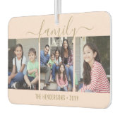 任意の文字4フォトスクリプトファミリーピンク&金ゴールドハート カーエアーフレッシュナー (左)