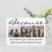 任意の文字4写真メイド・オブ・オーナー（花嫁付き添い人）Bridesmaid提案 招待状 (スタンド正面)