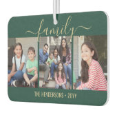 任意の文字4 Photo Scriptファミリー緑と金ゴールド カーエアーフレッシュナー (左)