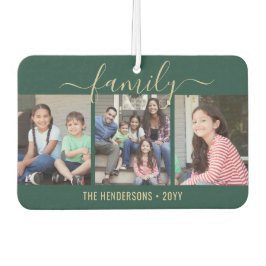 任意の文字4 Photo Scriptファミリー緑と金ゴールド カーエアーフレッシュナー