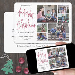 任意の文字6写真We Wish You a Merry Christmas Red シーズンカード<br><div class="desc">喜びのスタイリッシュ挨拶と共有6の写真をお気に入りの写真のコラージュのホリデーカーカスタムドで送信する。このテンプレート上のすべての文字シンプルは、ハッピーホリデー、季節のごあいさつ、新年の応援などの任意の用語を含むようにパーソナライズするである。「We wish 読 your Merry Christmas and a Happy New Year」というメッセージは、曲の歌詞や好きな文字に違う変更できる。(画像の配置のヒント：写真を中心に正確にシンプル撮る方法は、Zazzleウェブサイトにアップロードする前にトリミングする。 ミニマモダンリストの黒、白と赤のデザインは、トレンディーバーガンディ手書きスタイルスクリプトタイポグラフィとユニークあなたの選択の6つの写真を持つフォトグリッドを備えている。家族や友人は、このカードをエレガント表示すカスタマイズるのが好き。</div>