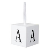 任意の文字 | 白黒またはDIYカラー キューブオーナメント (裏面アングル)