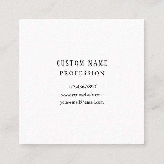 任意の文字 | 白黒またはDIYカラー スクエア名刺 (裏面)