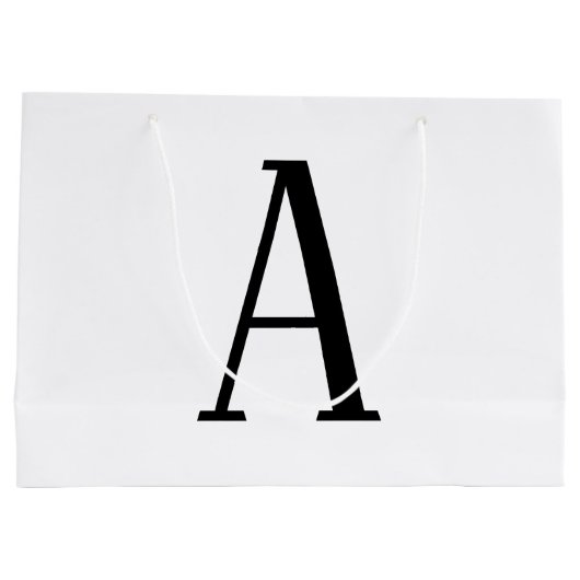 任意の文字 | 白黒またはDIYカラー ラージペーパーバッグ (裏面)