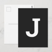 任意の文字（黒） | アルファベモダンスタイリッシュットイニシャル ポストカード (正面/裏面)