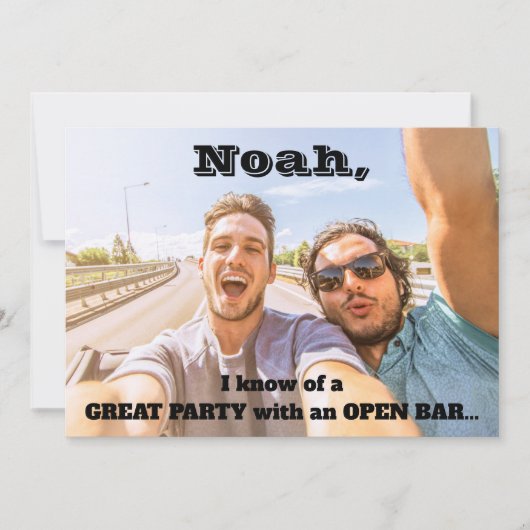 任意の文字groomsmen / 花婿介添人提案写真おもしろい 招待状 (正面)