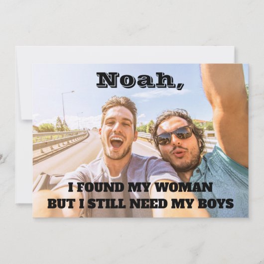 任意の文字groomsmen / 花婿介添人提案写真 招待状 (正面)