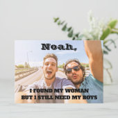 任意の文字groomsmen / 花婿介添人提案写真 招待状 (スタンド正面)