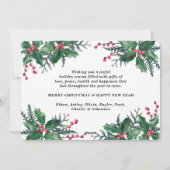 任意の文字QRコードクリスマスホリー5フォトコラージュ シーズンカード (裏面)