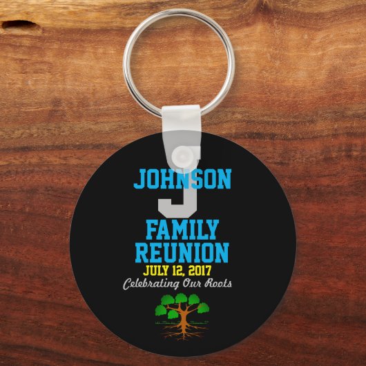 任意の日付を持つ任意の名前ファミリ懇親会- キーホルダー (正面)