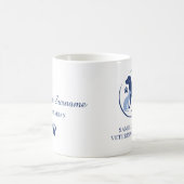 任意の獣医の名前カスタムVet Clinicロゴブルー コーヒーマグカップ (中央)