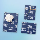 任意の画像またはビジネス ロゴを編集可能なダーク ネイビー ブルー ラッピングペーパーシート