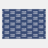 任意の画像またはビジネス ロゴを編集可能なダーク ネイビー ブルー ラッピングペーパーシート (正面2)