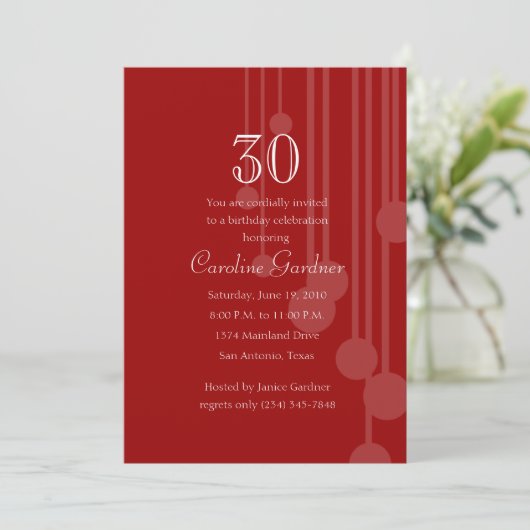 任意の番号の任意の色の誕生日パターコンテンポラリーン 招待状 (スタンド正面)