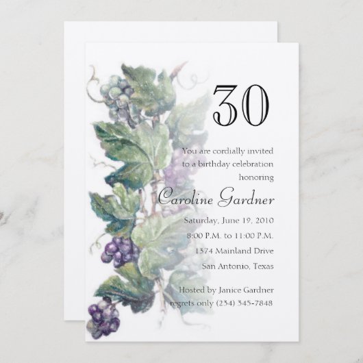 任意の番号誕生日招待状グラフェイン 招待状 (正面/裏面)