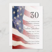 任意の番号誕生日招待状米国国旗 招待状 (正面/裏面)