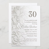 任意の番号誕生日招待状「エンボス」ダマスク 招待状 (正面/裏面)