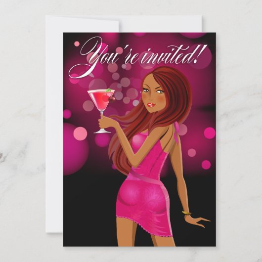 任意の目的のパーティーお祝い暗い赤紫色 招待状 (正面)