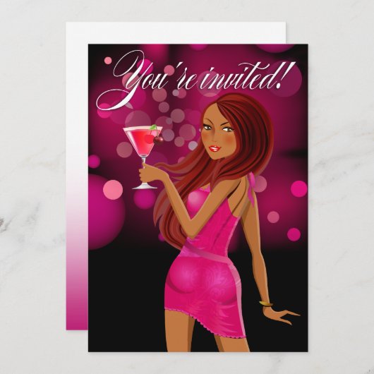 任意の目的のパーティーお祝い暗い赤紫色 招待状 (正面/裏面)