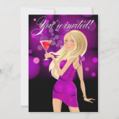 任意の目的パーティーお祝い紫 招待状 (正面)