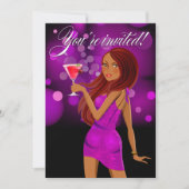 任意の目的パーティーお祝い紫 招待状 (正面)