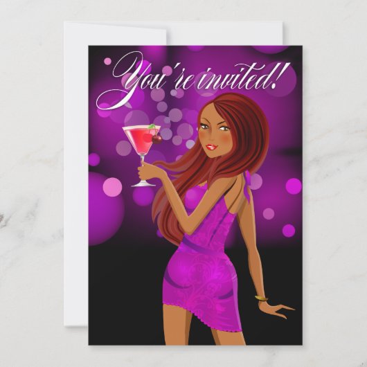 任意の目的パーティーお祝い紫 招待状 (正面)