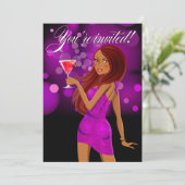 任意の目的パーティーお祝い紫 招待状 (スタンド正面)