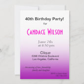 任意の目的パーティーお祝い紫 招待状 (裏面)