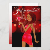 任意の目的パーティーお祝い赤 招待状 (正面/裏面)