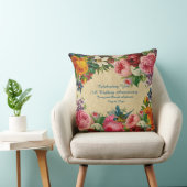 任意の結婚記念日ヴィンテージフローラの名前の追加 クッション (椅子)