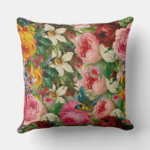 任意の結婚記念日ヴィンテージフローラの名前の追加 クッション (裏面)