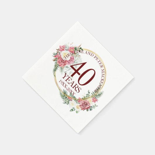 任意の結婚赤面バラ記念日 スタンダードカクテルナプキン (角)