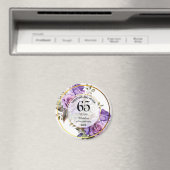 任意の結婚金ゴールドフレームパープルバラ記念日 マグネット (インサイチュ (食洗機))