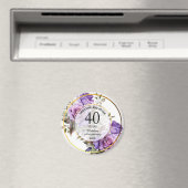 任意の結婚金ゴールドフレームパープルバラ記念日 マグネット (インサイチュ (食洗機))