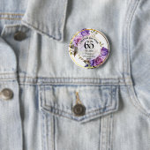 任意の結婚金ゴールドフレームパープルバラ記念日 缶バッジ (インサイチュ)