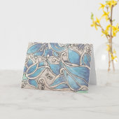 任意の絵を描大事な行事の手のイメージ カード (黄色い花)