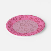 任意の背景色のピンクのハート紙プレート ペーパープレート (アングル)