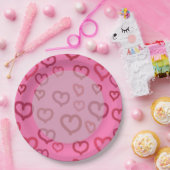 任意の背景色のピンクのハート紙プレート ペーパープレート (パーティー)